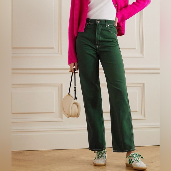 Reformation Cowboy High Rise Straight Jeans Emerald Green Size 24 - Picture 2 of 12
